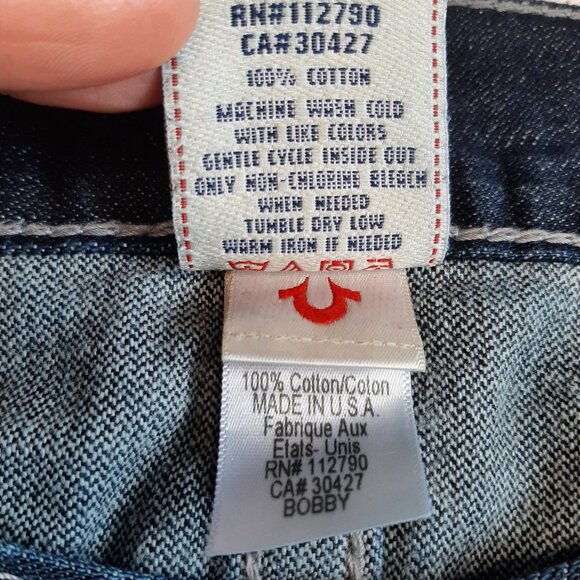 True Religion Men's Bobby Blue Dark Wash Straight Legs Denim Jeans W38L34 - Picture 9 of 12